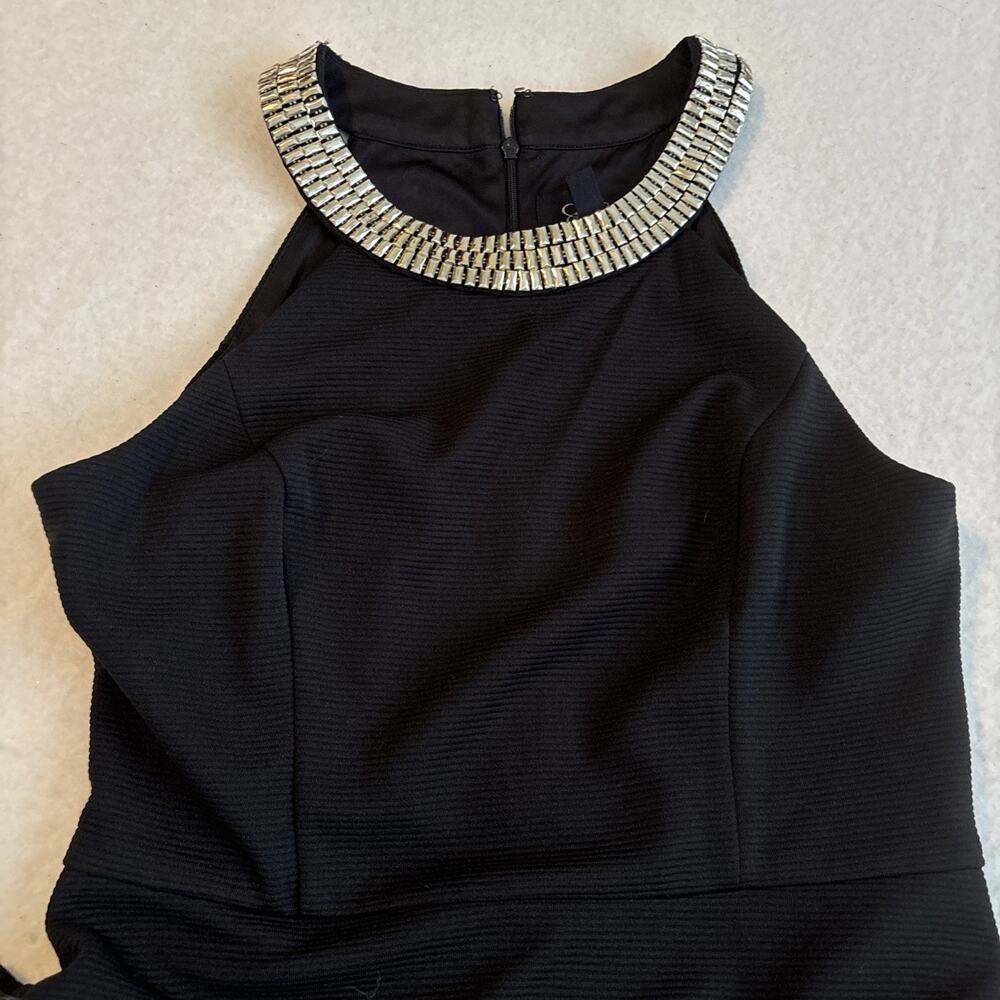 Black Halter Cocktail Dress‎ with Gemstone Neckline Jessica Simpson Size 6